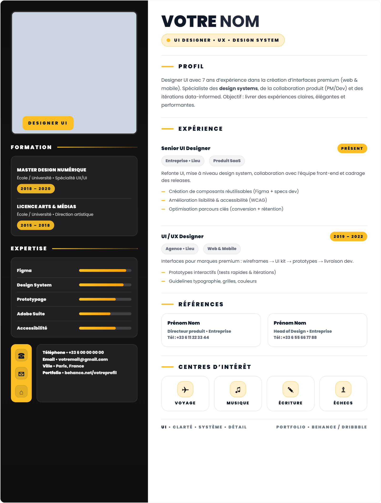 Designer UI - Monochrome Jaune