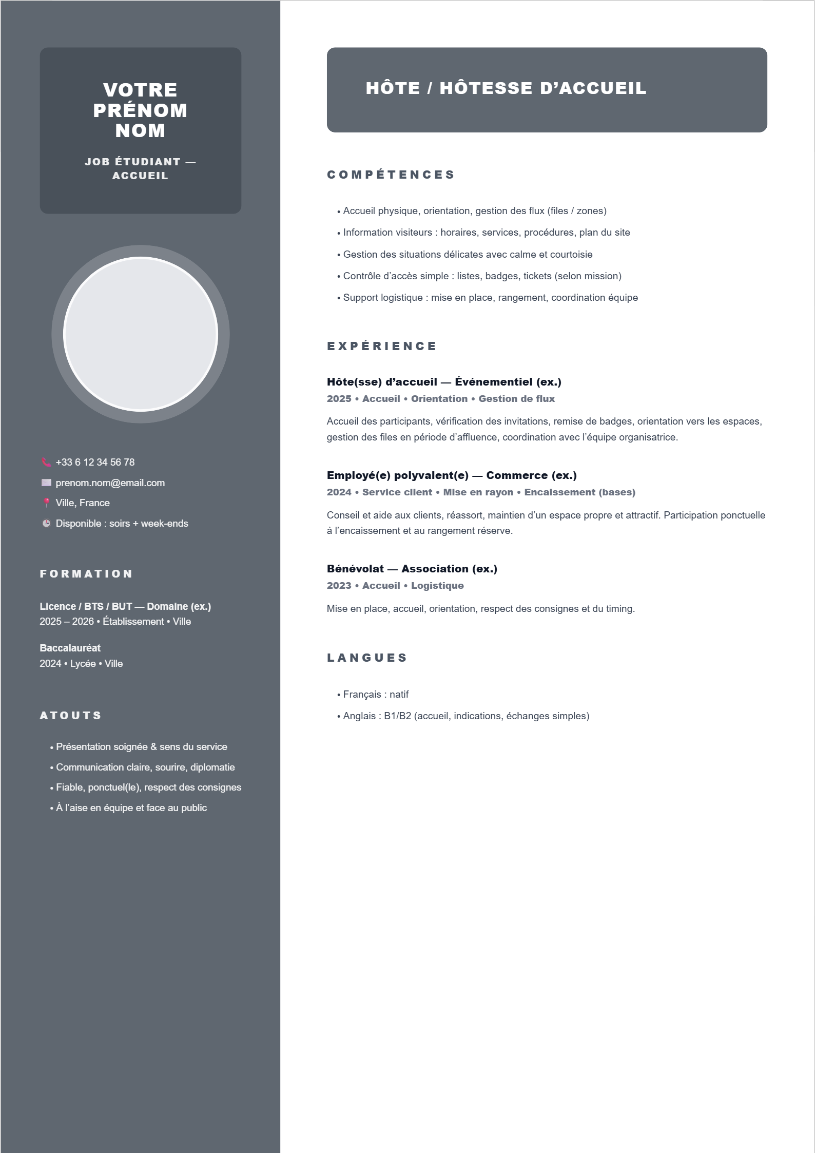 Job étudiant Hôte / Hôtesse d’accueil (événementiel / magasin)  -- Corporate Grey