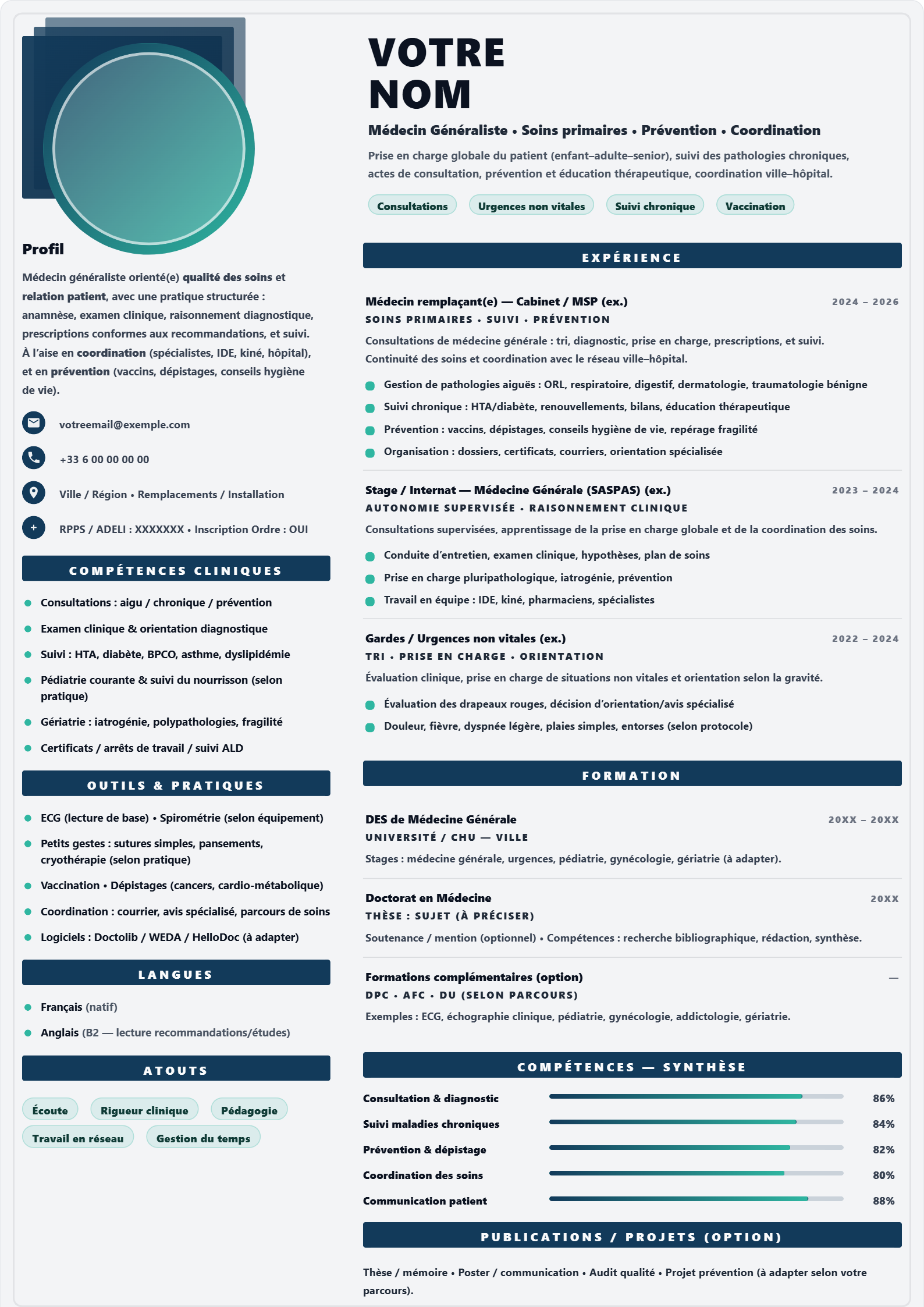 Médecin Généraliste - Navy & Mint Medical Modern