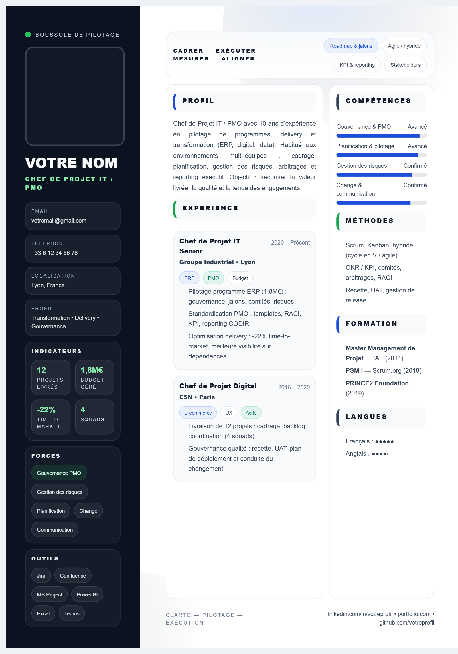 Chef de Projet IT / PMO – Boussole de Pilotage