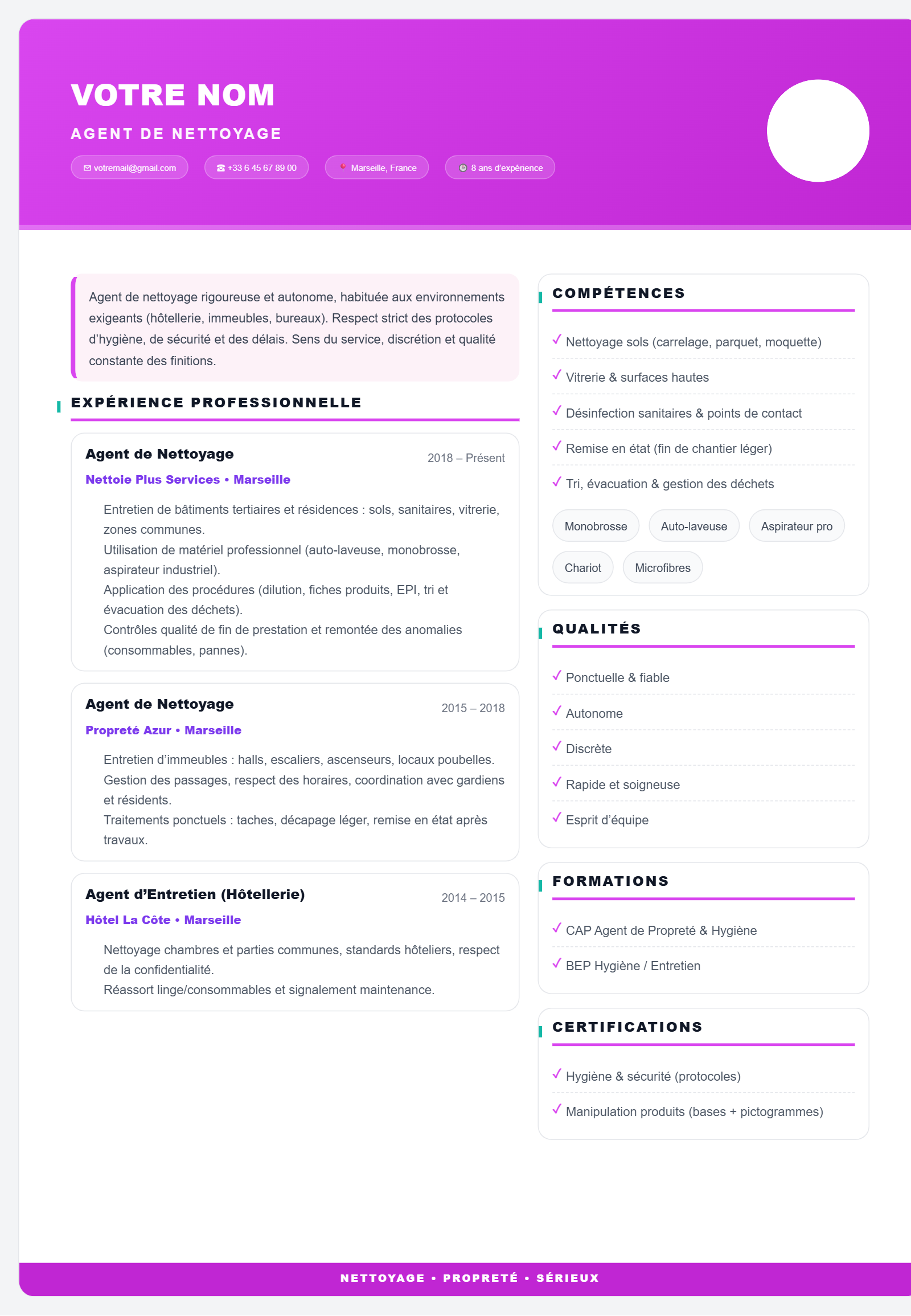 Agent de Nettoyage - Simple