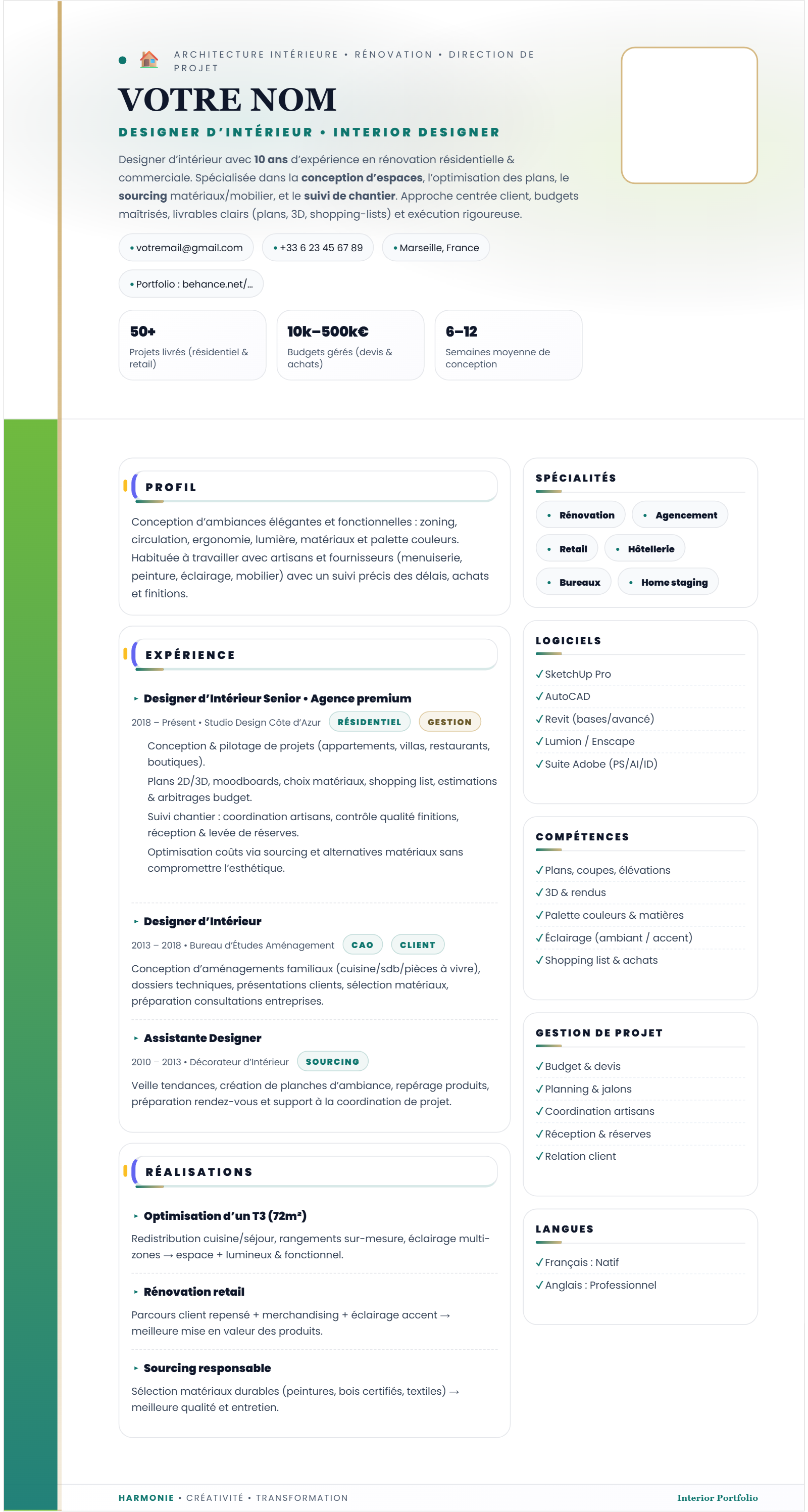 Designer d'Intérieur - Space Harmony