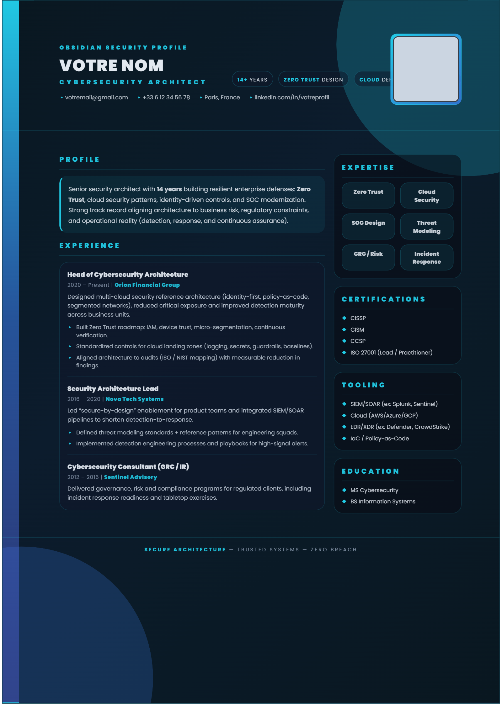 Cybersecurity Architect - Obsidian Premium